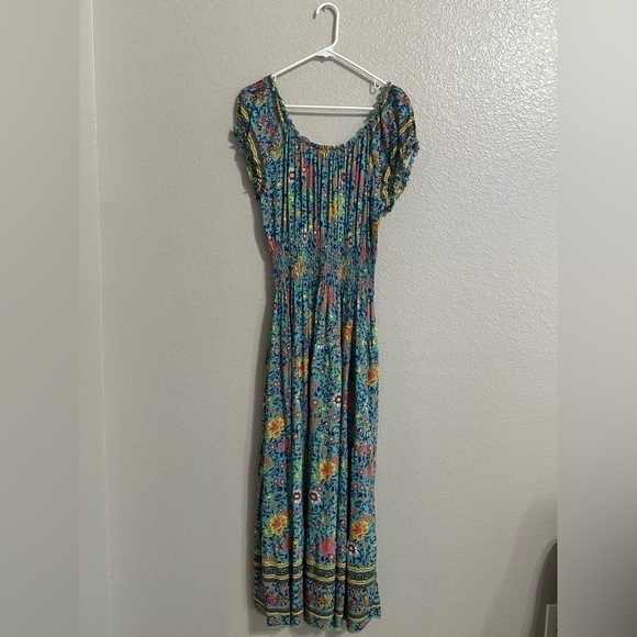 OSTOO Blue Floral Frilly Puff Sleeve Maxi Dress Size XXL - Picture 3 of 7